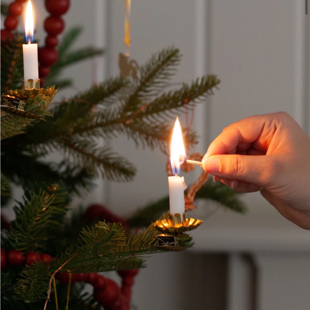 Gold Metal Candle Holder Clip for Christmas Tree Set of 10 Germany